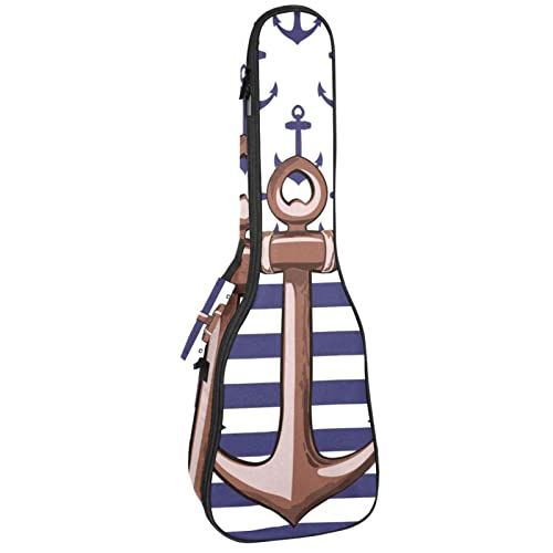 Mersov Concert Ukelele Rugzak, Heavy Duty Ukelele Case Bag met Opslag, Sopraan Concert Tenor Ukelele 10MM Gewatteerde BagBlack SheepsAnchor Achtergrond