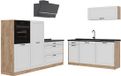 Vicco Complete keukeneenheid R-Line, Wit landelijk/Goudkleurig Eiken, 220 cm zonder werkblad