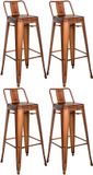 CLP Tabouret de bar lot de 4 avec dossier style industriel Mason, avec dossier cuivre