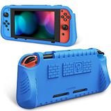 Fintie Kinderhoes compatibel met Nintendo Switch met 2 speelkaartsleuven, ultralicht, schokbestendig, beschermhoes met ergonomische handgreep, kindvriendelijke grip voor schakelaarconsole (blauw)