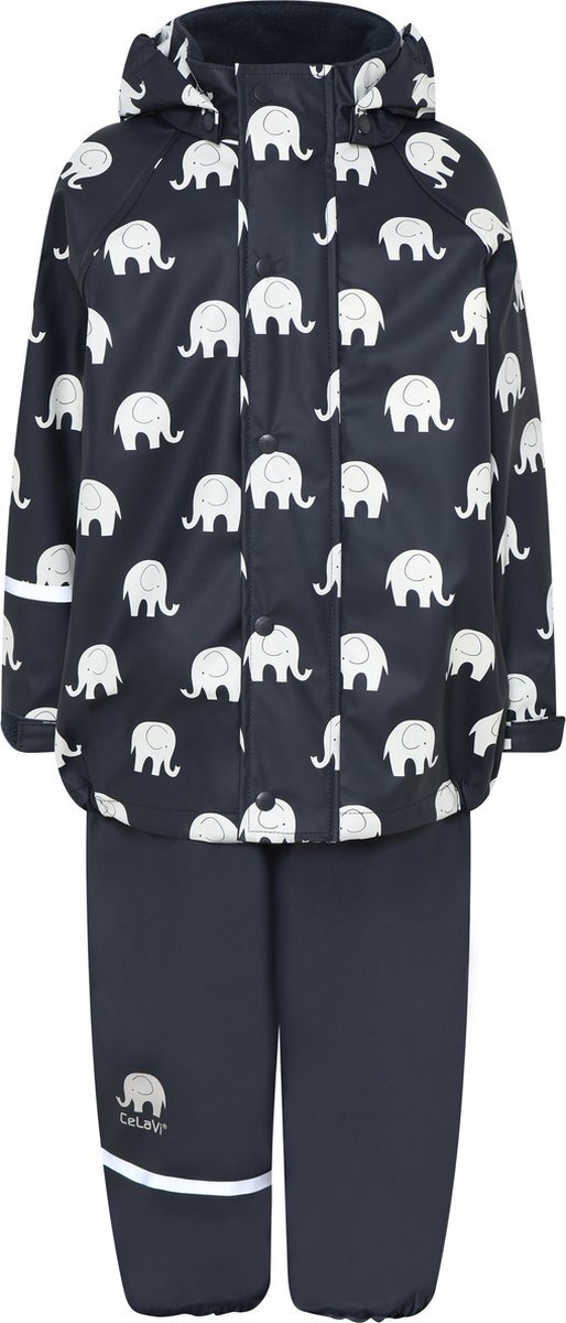 CELAVI - Regenpak voor kinderen - Olifant - Dark Navy - maat 80cm