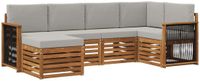 vidaXL Hoek loungeset 6 zitplaatsen Acacia hout Naturel en lichtgrijs