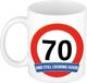 Bellatio Decorations Koffie mok / cadeau beker - 70 jaar - verjaardag - still looking good - wit - stopbord - 300 ml - keramiek