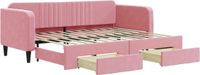 vidaXL Slaapbank met onderschuifbed en lades 80x200 cm fluweel roze