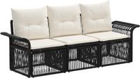 vidaXL Tuinbank Set 3-zits Zwart Polyrattan