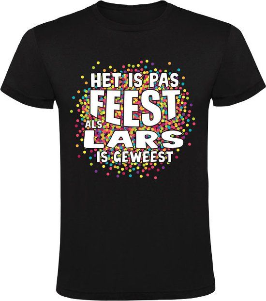 Sol's Het is pas feest als Lars is geweest Heren T-shirt - Zwart - Maat S