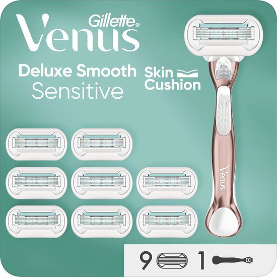 Venus Gillette Venus Deluxe Smooth Sensitive - 1 Scheermes - 9 Scheermesjes - voor Vrouwen
