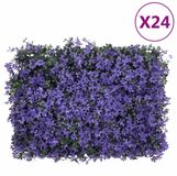 vidaXL Hek met kunstbladeren 24 stuks 40x60 cm paars