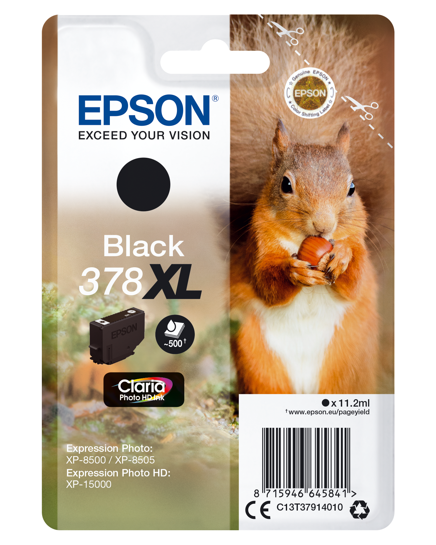 Epson 378XL Zwart - Inktcartridge - 11.2 ml - 500 Pagina's - C13T37914020