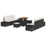 vidaXL Ensemble de banc de jardin 9 pièces 8 places noir polyrotin