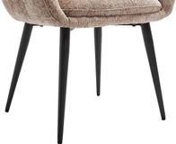 Vente-unique Set van 6 stoelen met armleuningen in getextureerde stof en zwart metaal - Taupe - LASSANDRA