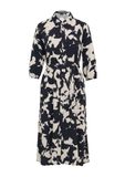 Comma - Dames - Overhemdjurk in midilengte met bindceintuur - Viscose - Gebloemd - Navy - Lange mouw - Klassieke kraag - Knopen - Steekzakken - Casual - Lente/Zomer 2025