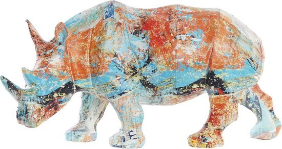 Decoratieve figuren DKD Home Decor Hars Multicolour Neushoorn (34 x 12,5 x 16,5 cm)