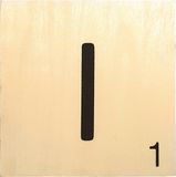 Merkloos Houten Bordje 10x10x0.5cm - I - Zwarte Letter/Woordwaarde - Onbehandeld - Onderzetter/Homedeco