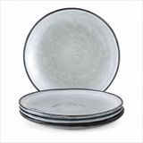 Dutch Rose Organic Borden set van 4 - Ø 26,5cm - Stoneware Handgemaakt - Blauw
