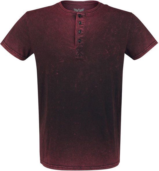 Black Premium by EMP Rood basic t-shirt met knoopsluiting - Heren - XL