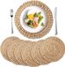 YANGQIHOME Ronde Placemats van Waterhyacint - 6 stuks, 35 cm, Bruin