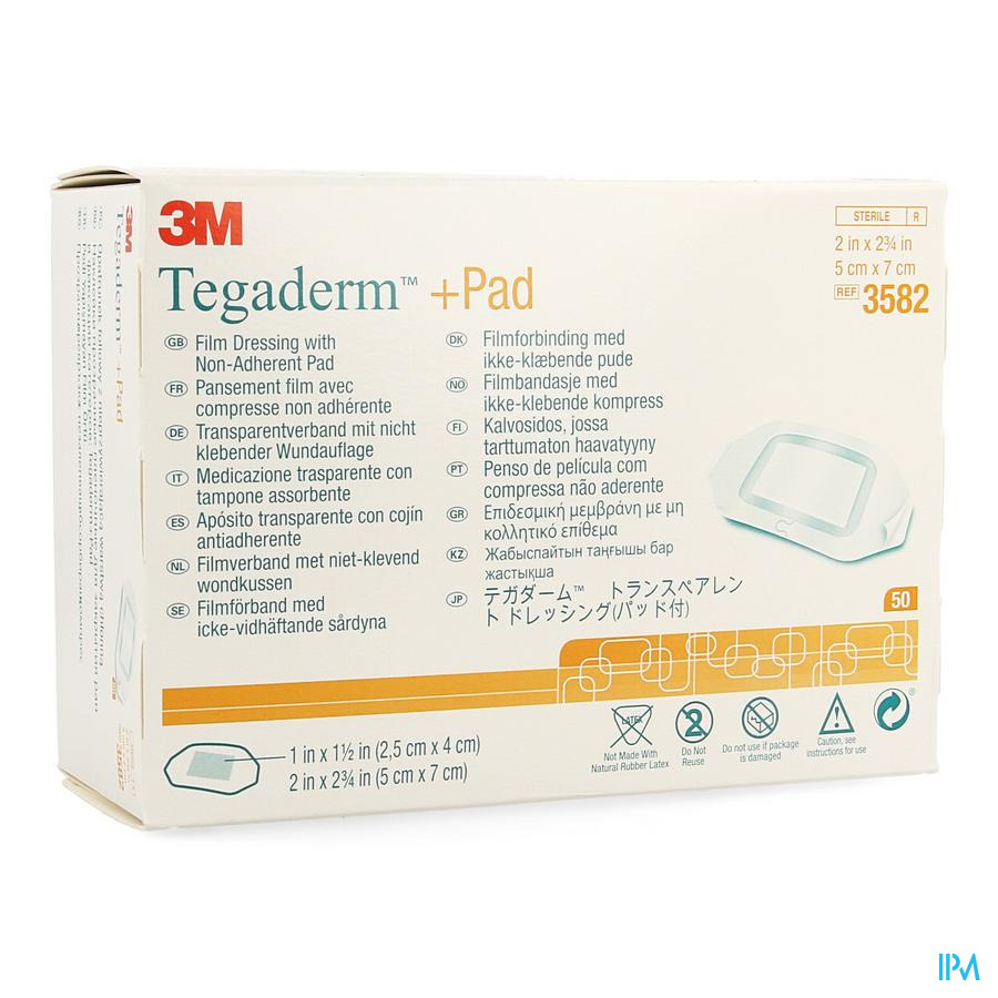 3M Tegaderm + Pad Transp Steril 5cmx 7cm 50 3582