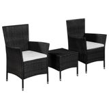 vidaXL 3-delige bistroset - poly rattan - zwart