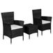 vidaXL 3-delige bistroset - poly rattan - zwart