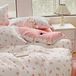 Ibenzoa® Housse de couette en microfibre, 135 x 200 cm, avec taie d'oreiller 80 x 80 cm – Réversible, avec imprimé floral / rose, fermeture éclair dissimulée et attaches d'angle