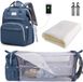 Bol Sac à langer Sac à dos Grande Capacité avec Lit Pliable - Bleu, Matelas à langer inclus, Compartiment isotherme, Porte-bouteille isotherme, Tissu Oxford