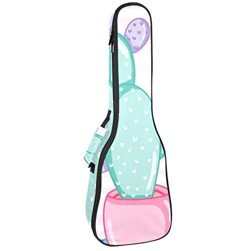 Mersov Tenor Ukulele Gigbag Waterdichte Ukelele Case Gewatteerde Rugzak, Geweldig voor Sopraan Concert (21/23/24") Punchy Pastel Cactus Bladeren