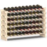 BAKAJI Wijnrek van hout met 60 vakken voor wijnflessen, champagne, flessenhouder voor de vloer, kelder, hoek bar voor woonkamer, keuken, bistro, restaurant, 110 x 30 x 80,5 cm