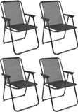 Home Deco Factory camping/strand stoel - 4x - aluminium - inklapbaar - zwart