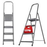 KADAX Stalen Trapladder, Inklapbaar, 4 Treden, Antislipvoeten, Plank