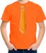 Bellatio Decorations Verkleed t-shirt kinderen - stropdas - oranje - jongen - carnaval/themafeest 110/116