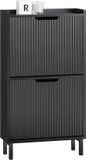 SoBuy Schoenenkast met 2 Kleppen - Smalle Opbergkast met 4 Planken - Zwart, 50x19x90 cm, FSR177-SCH