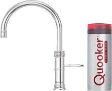 Quooker NL Classic Fusion round kokendwaterkraan opbouw uitloop draaibaar met Pro3 reservoir Chroom 3CFRCHR