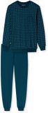 Schiesser pyjama heren Katoen lange mouw- Comfort Essentials - Zonder boordjes - 50 - Petrol