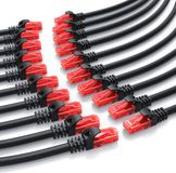 CSL LAN-kabelset, 20 stuks, CAT 6 netwerkkabel UTP, Gigabit Ethernet, 1000 Mbit/s, patchkabel met 2x RJ45-connectoren, koperen kern, beschermende mantel, 0,5 meter, zwart