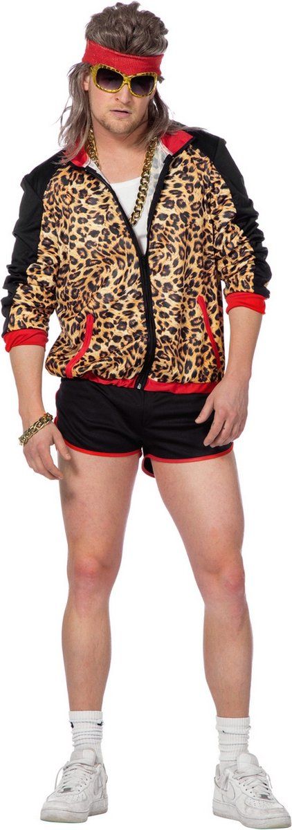 Wilbers Jaren 80 & 90 Kostuum | Retro Trainingspak Sportieve Krachtpanter | Man | Large | Carnavalskleding | Verkleedkleding