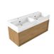 Saniclass Holz Frame Badkamermeubelset - 120x45x52cm - Legend keramische wastafel wit - 2 wasbakken - 2 kraangaten - 1 lade - mat eiken natural (hout) SW1420772/SW1382551