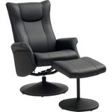 Modenuit Fauteuil relax pivotant 360° avec pouf en similicuir noir
