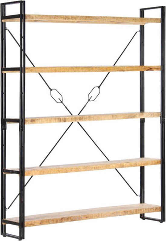 vidaXL Boekenkast met 5 schappen 140x30x180 cm massief mangohout