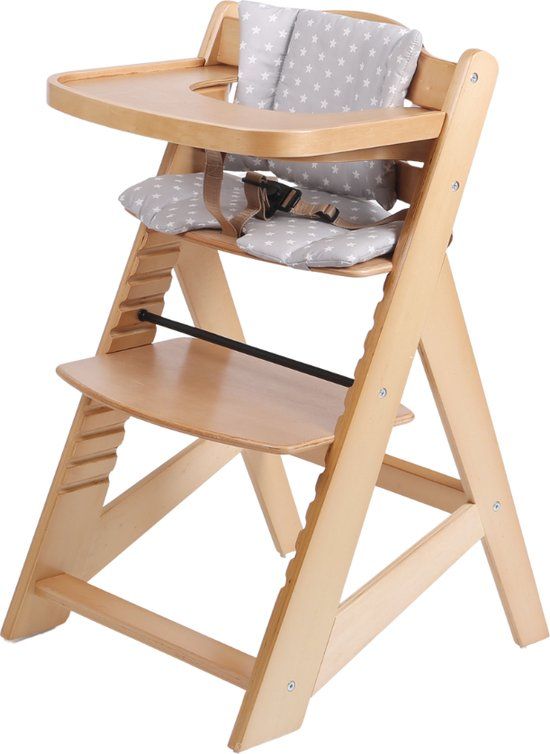 Buxibo Houten Meegroeistoel Kind - Inclusief Eetblad - Verstelbare Kinderstoel - Hout