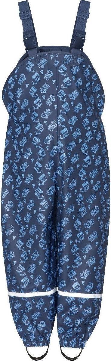 Playshoes regentuinbroek bouwvoertuigen blauw