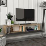en.casa Tv-meubel Toivakka zwevend 135x31x25 cm eiken en antraciet
