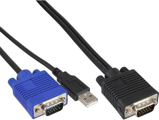 InLine KVM kabelset - USB - 1.8m - Zwart/Blauw