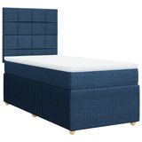 vidaXL Boxspringbed met matras, blauw, 90x190 cm, gestoffeerd