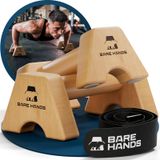 Parallettes en push-up grips in beukenhout - Set van 2 - Compact en antislip - Voor calisthenics