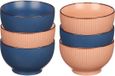 Vivalto Artesania Cerd Kommetjes/serveer schaaltjes - 6x stuks - Mistique - porselein - D14 x H8 cm - zalm roze - blauw - Stapelbaar