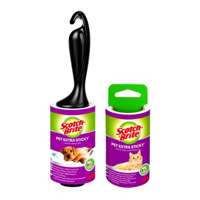 3M Scotch-Brite Pluizenkleefroller Navulling - Extra Klevend voor Dierenhaar - 48 Vellen - Zwart