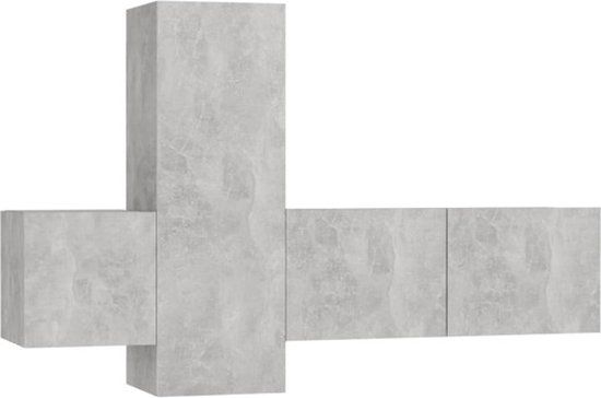 vidaXL 3-delige Tv-meubelset bewerkt hout betongrijs