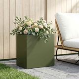 vidaXL Bac à plantes - Vert olive - 50 x 30 x 50 cm - Acier laminé à froid