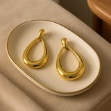 Merkloos / Sans marque Lundholm Emma Grote Gouden Statement Oorbellen 18K Gold Plated Premium Stainless Steel Allergievrij, Water resistant - Gouden Oorbellen Classy (4.4 cm) Geometrisch Design - Vrouwen Cadeautjes - Scandinavisch Design